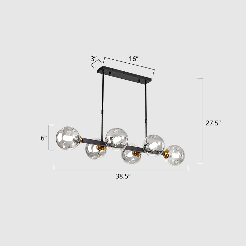 Ball Hand-Blown Dimpled Glass Island Lamp Postmodern Pendant Lighting for Restaurant Clearhalo 'Ceiling Lights' 'Island Lights' Lighting' 2468184