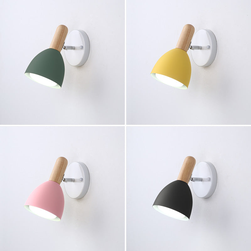 Childrens Style Bell Shaped Sconce Metal 1-Bulb Bedroom Reading Wall Lamp with Pivot Joint Clearhalo 'Wall Lamps & Sconces' 'Wall Lights' Lighting' 2468203