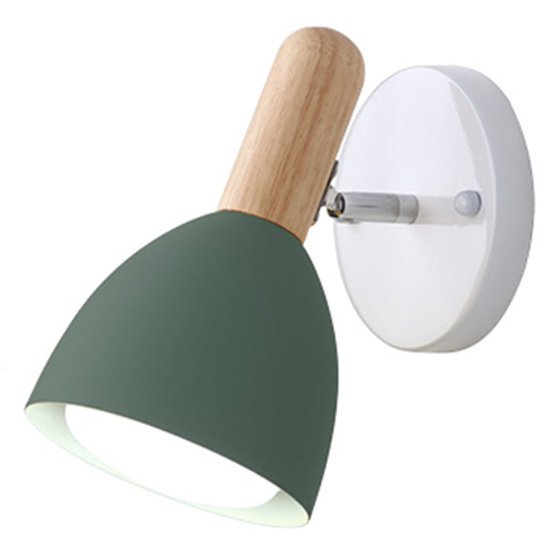 Childrens Style Bell Shaped Sconce Metal 1-Bulb Bedroom Reading Wall Lamp with Pivot Joint Green Clearhalo 'Wall Lamps & Sconces' 'Wall Lights' Lighting' 2468207