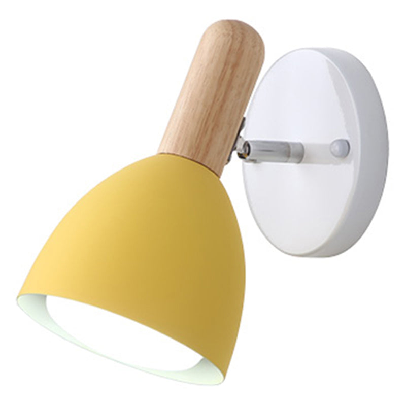 Childrens Style Bell Shaped Sconce Metal 1-Bulb Bedroom Reading Wall Lamp with Pivot Joint Yellow Clearhalo 'Wall Lamps & Sconces' 'Wall Lights' Lighting' 2468209