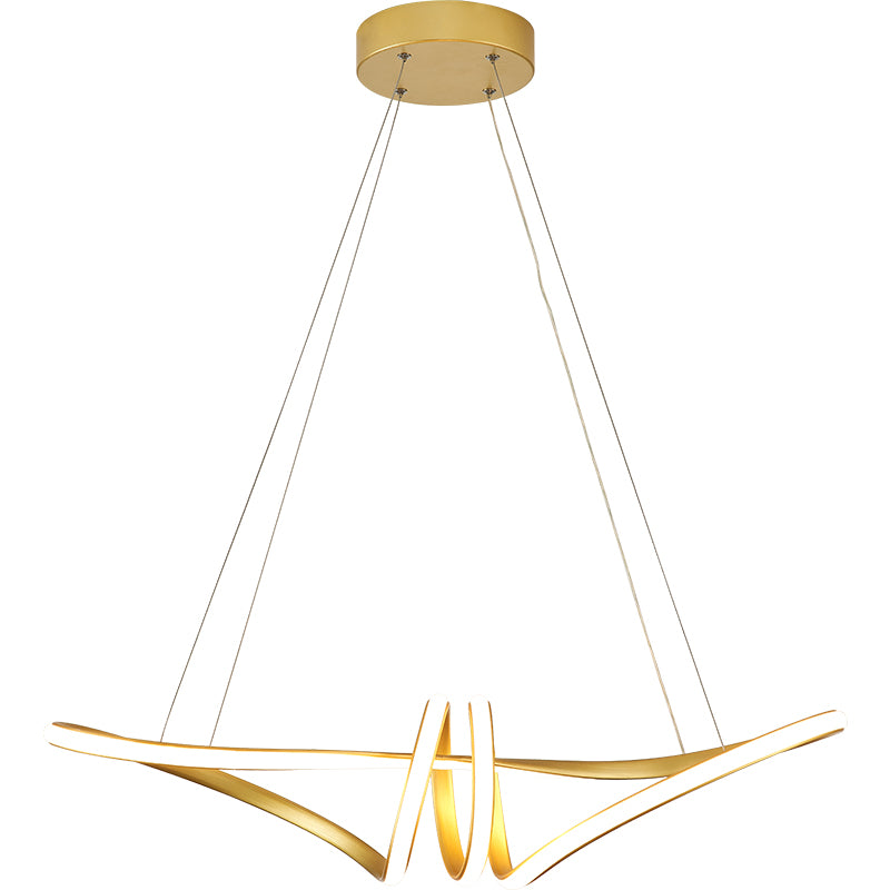 Gold Finish Twist Island Lamp Minimalism LED Metal Pendant Light Fixture for Restaurant Clearhalo 'Ceiling Lights' 'Island Lights' Lighting' 2468249