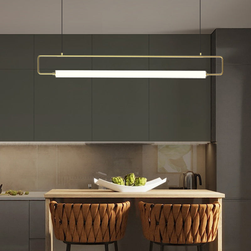 Rectangular Dining Room Island Pendant Metal Minimalism LED Hanging Ceiling Light Clearhalo 'Ceiling Lights' 'Island Lights' Lighting' 2468257