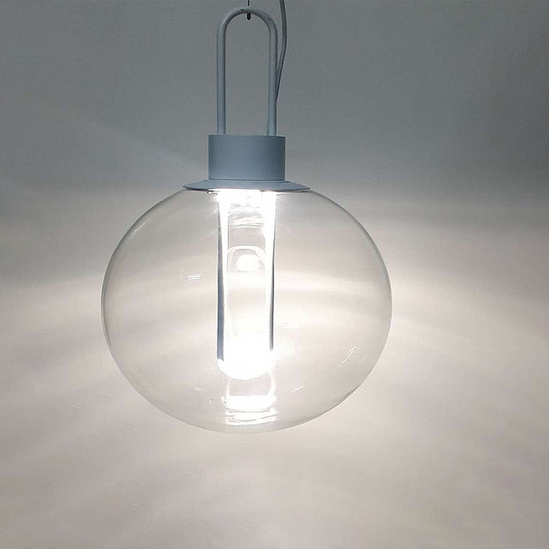 Sphere Pendant Lighting Contemporary Clear Glass 1 Light White/Black Hanging Lamp Fixture for Restaurant in White Light Clearhalo 'Ceiling Lights' 'Glass shade' 'Glass' 'Modern Pendants' 'Modern' 'Pendant Lights' 'Pendants' Lighting' 246830