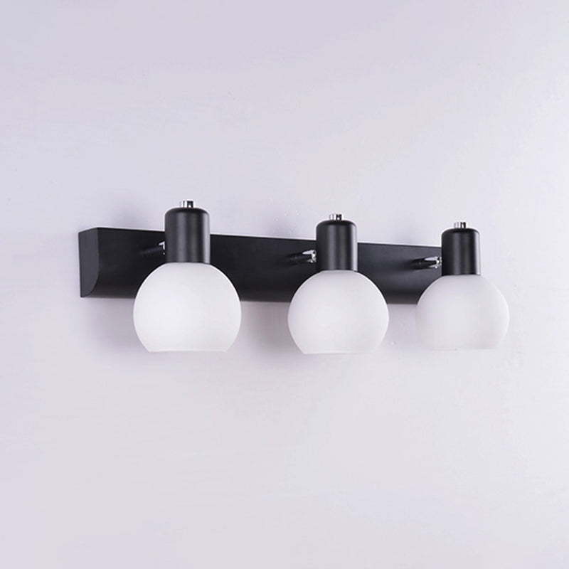 Dome Bath Vanity Light Fixture Minimalistic Satin Opal Glass Wall Mounted Lighting 3.0 Black Clearhalo 'Vanity Lights' 'Wall Lights' Lighting' 2468320