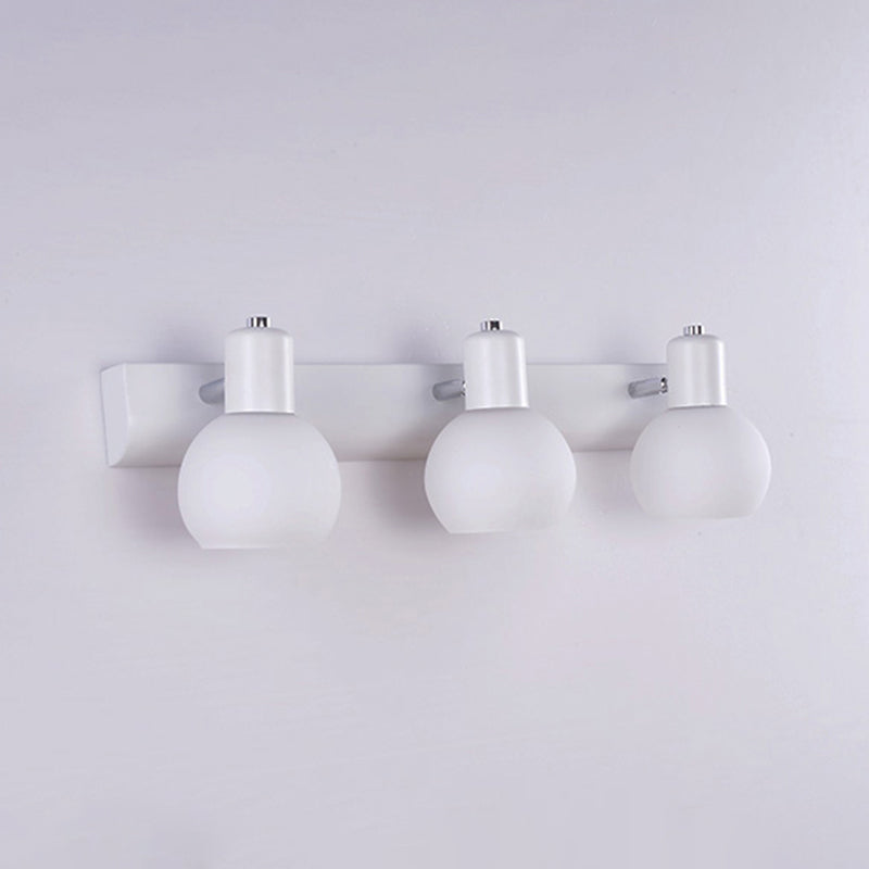 Dome Bath Vanity Light Fixture Minimalistic Satin Opal Glass Wall Mounted Lighting 3.0 White Clearhalo 'Vanity Lights' 'Wall Lights' Lighting' 2468321