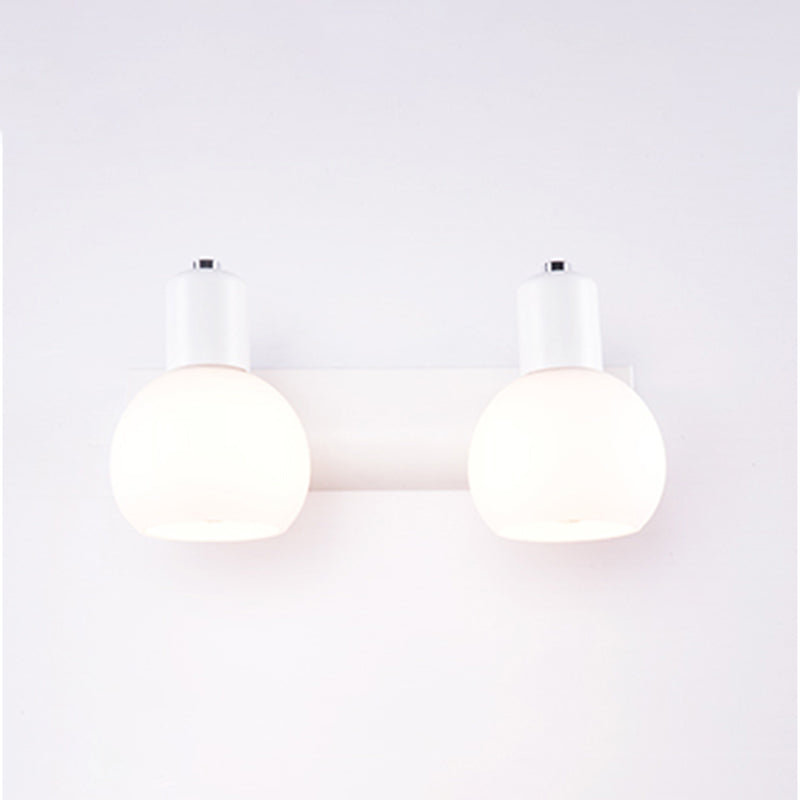 Dome Bath Vanity Light Fixture Minimalistic Satin Opal Glass Wall Mounted Lighting 2.0 White Clearhalo 'Vanity Lights' 'Wall Lights' Lighting' 2468323