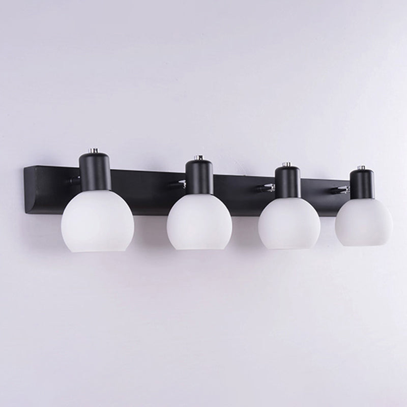 Dome Bath Vanity Light Fixture Minimalistic Satin Opal Glass Wall Mounted Lighting 4.0 Black Clearhalo 'Vanity Lights' 'Wall Lights' Lighting' 2468325