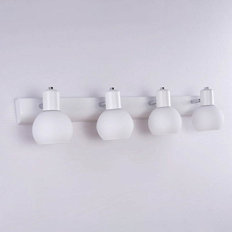 Dome Bath Vanity Light Fixture Minimalistic Satin Opal Glass Wall Mounted Lighting 4.0 White Clearhalo 'Vanity Lights' 'Wall Lights' Lighting' 2468327