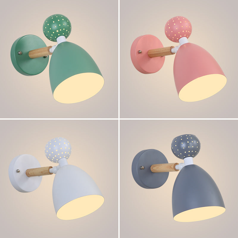 Creative Macaron Bell Wall Mount Light Metal 2-Light Bedside Wall Sconce with Star Cutouts Clearhalo 'Wall Lamps & Sconces' 'Wall Lights' Lighting' 2468361