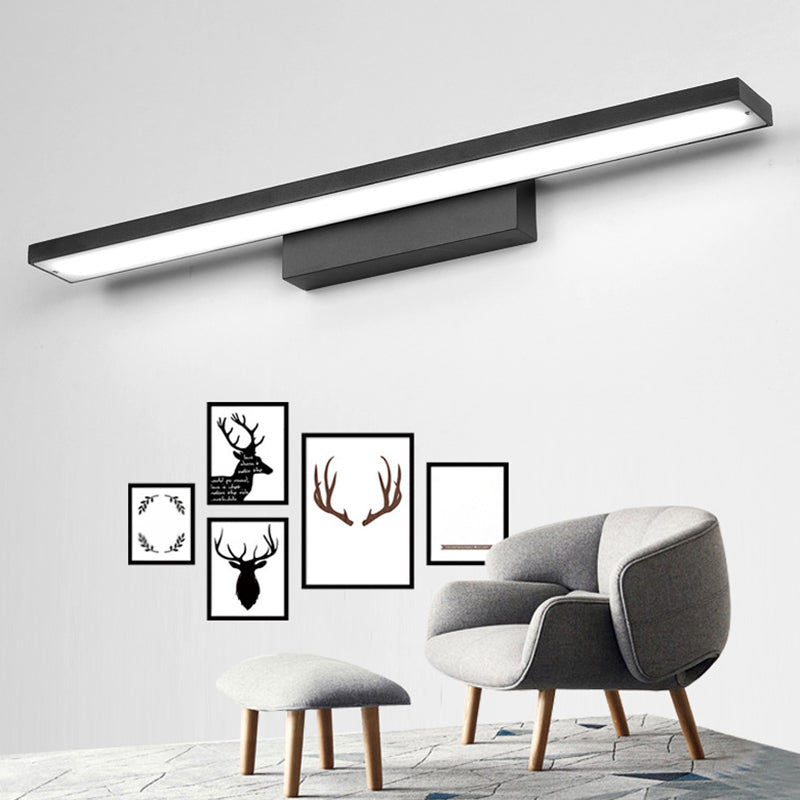 Modern Rectangular LED Wall Light Sconce Aluminum Bathroom Vanity Lighting Ideas Black Clearhalo 'Modern wall lights' 'Modern' 'Vanity Lights' 'Wall Lights' Lighting' 2468387