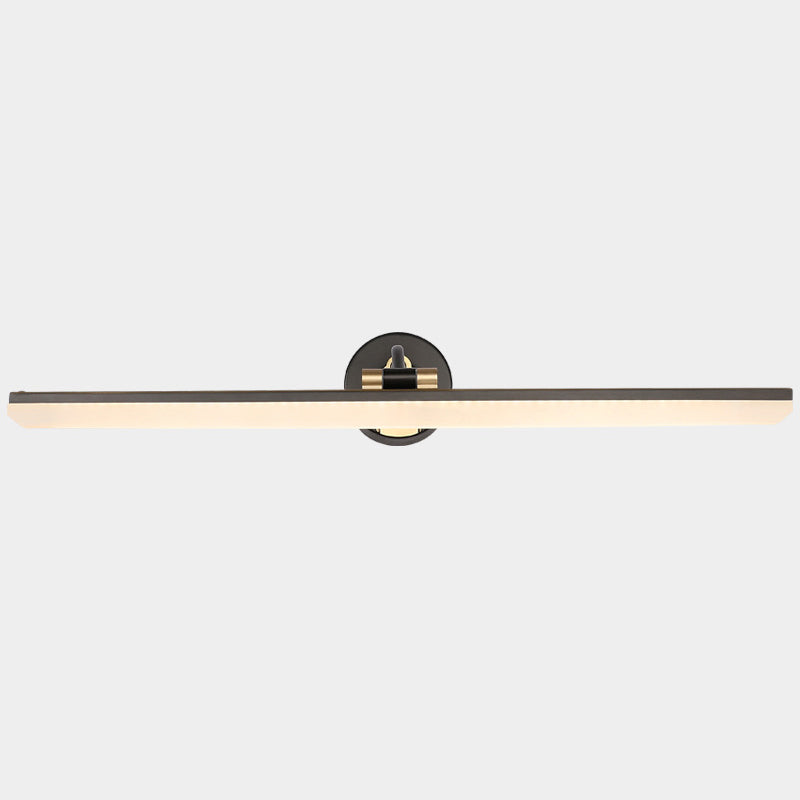 Swing Arm LED Bath Bar Minimalism Acrylic Wall Mounted Vanity Light for Bathroom Black 28.5" Curved Clearhalo 'Cast Iron' 'Glass' 'Industrial' 'Modern wall lights' 'Modern' 'Tiffany' 'Traditional wall lights' 'Vanity Lights' 'Wall Lights' Lighting' 2468504