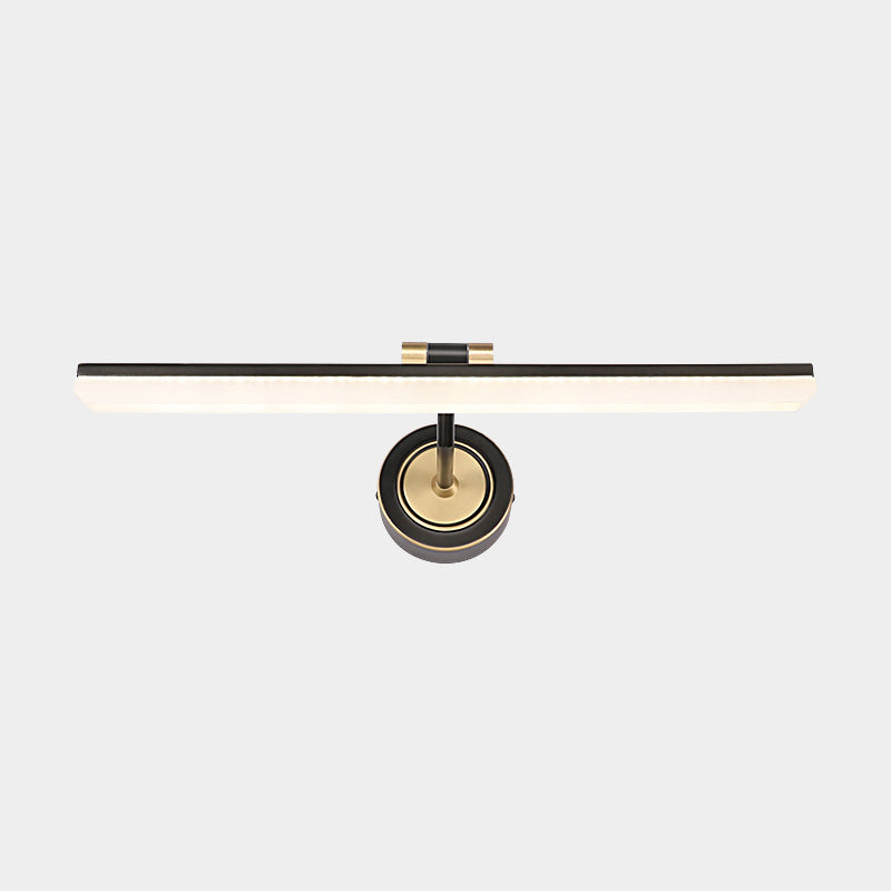 Swing Arm LED Bath Bar Minimalism Acrylic Wall Mounted Vanity Light for Bathroom Black 23" Arc Clearhalo 'Cast Iron' 'Glass' 'Industrial' 'Modern wall lights' 'Modern' 'Tiffany' 'Traditional wall lights' 'Vanity Lights' 'Wall Lights' Lighting' 2468508