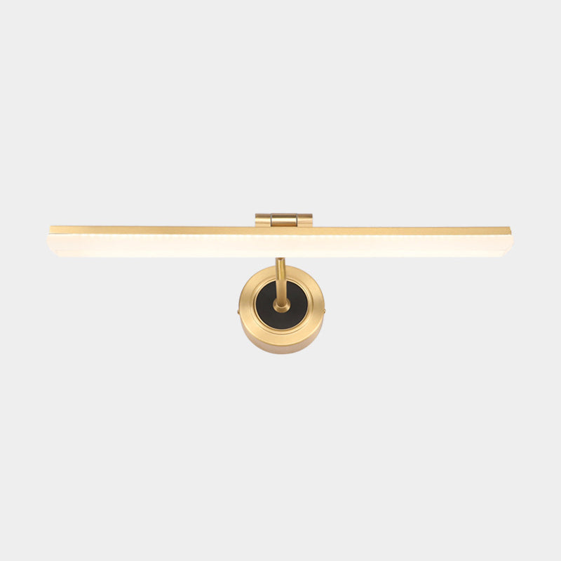 Swing Arm LED Bath Bar Minimalism Acrylic Wall Mounted Vanity Light for Bathroom Gold 23" Arc Clearhalo 'Cast Iron' 'Glass' 'Industrial' 'Modern wall lights' 'Modern' 'Tiffany' 'Traditional wall lights' 'Vanity Lights' 'Wall Lights' Lighting' 2468509