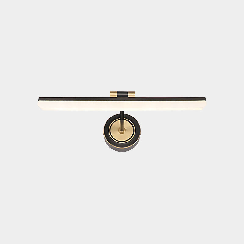 Swing Arm LED Bath Bar Minimalism Acrylic Wall Mounted Vanity Light for Bathroom Black 18" Arc Clearhalo 'Cast Iron' 'Glass' 'Industrial' 'Modern wall lights' 'Modern' 'Tiffany' 'Traditional wall lights' 'Vanity Lights' 'Wall Lights' Lighting' 2468512