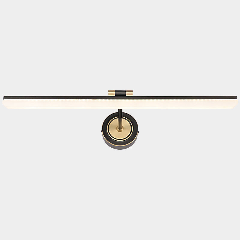 Swing Arm LED Bath Bar Minimalism Acrylic Wall Mounted Vanity Light for Bathroom Black 28.5" Arc Clearhalo 'Cast Iron' 'Glass' 'Industrial' 'Modern wall lights' 'Modern' 'Tiffany' 'Traditional wall lights' 'Vanity Lights' 'Wall Lights' Lighting' 2468513