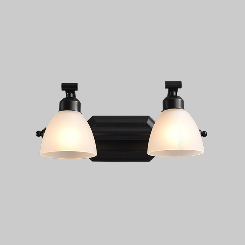 Black Finish Vanity Lamp Countryside Opal Frosted Glass Bell Wall Sconce Lighting for Bathroom 2.0 Black Clearhalo 'Vanity Lights' 'Wall Lights' Lighting' 2468515