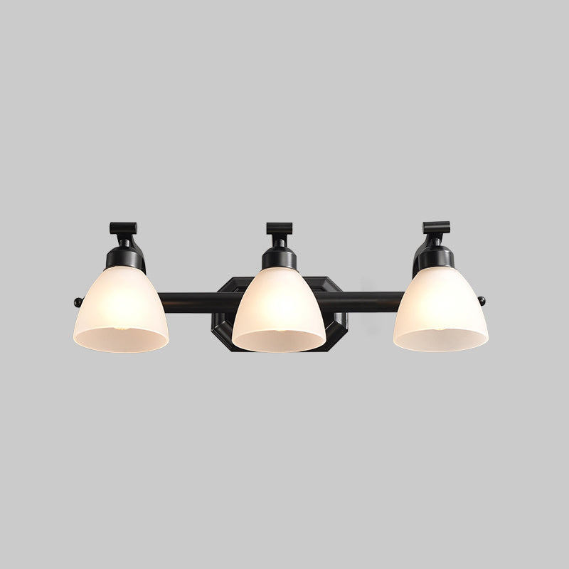 Black Finish Vanity Lamp Countryside Opal Frosted Glass Bell Wall Sconce Lighting for Bathroom 3.0 Black Clearhalo 'Vanity Lights' 'Wall Lights' Lighting' 2468516