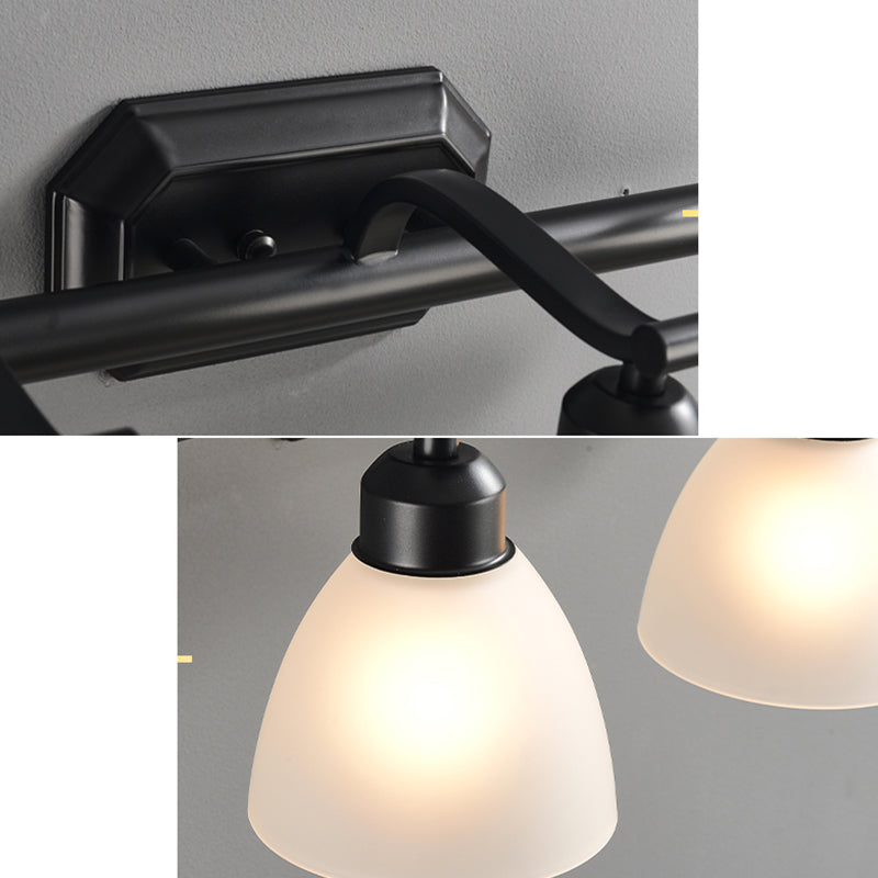 Black Finish Vanity Lamp Countryside Opal Frosted Glass Bell Wall Sconce Lighting for Bathroom Clearhalo 'Vanity Lights' 'Wall Lights' Lighting' 2468520