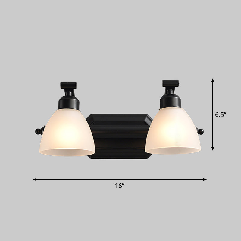 Black Finish Vanity Lamp Countryside Opal Frosted Glass Bell Wall Sconce Lighting for Bathroom Clearhalo 'Vanity Lights' 'Wall Lights' Lighting' 2468522