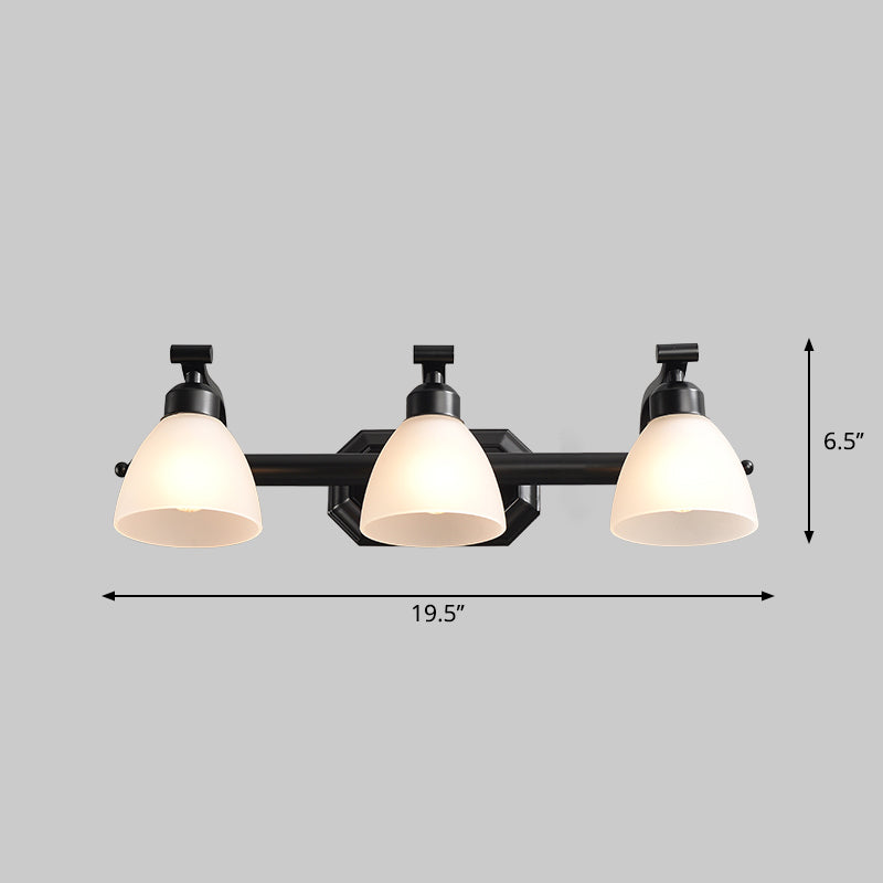 Black Finish Vanity Lamp Countryside Opal Frosted Glass Bell Wall Sconce Lighting for Bathroom Clearhalo 'Vanity Lights' 'Wall Lights' Lighting' 2468523