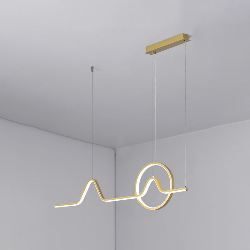 Curve Art Dining Room Hanging Lamp Aluminum Minimalism LED Island Lighting Fixture Gold White Clearhalo 'Ceiling Lights' 'Island Lights' Lighting' 2468530