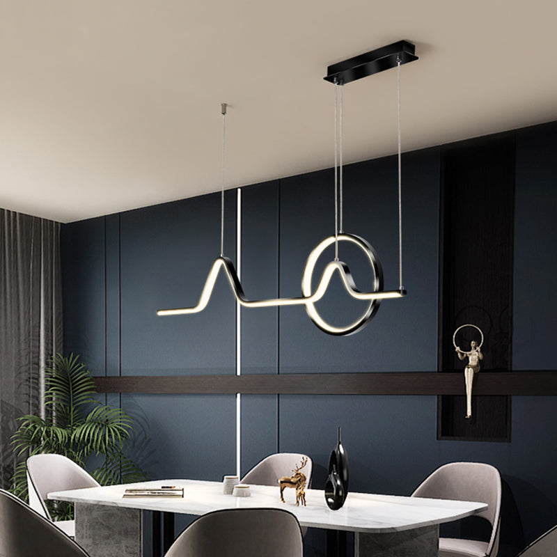 Curve Art Dining Room Hanging Lamp Aluminum Minimalism LED Island Lighting Fixture Clearhalo 'Ceiling Lights' 'Island Lights' Lighting' 2468531