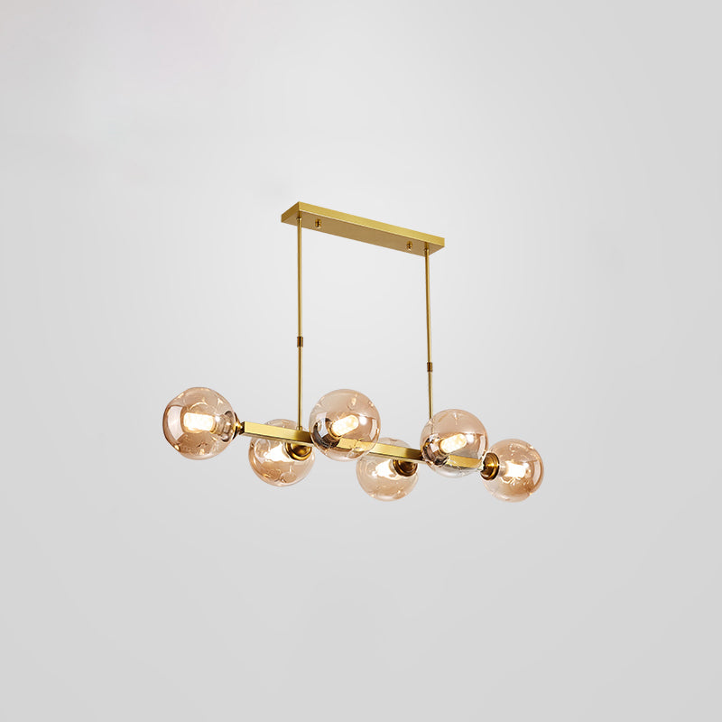 Bubbles Restaurant Island Pendant Light Glass Postmodernism Hanging Light Fixture 6 Gold Amber Clearhalo 'Ceiling Lights' 'Island Lights' Lighting' 2468540