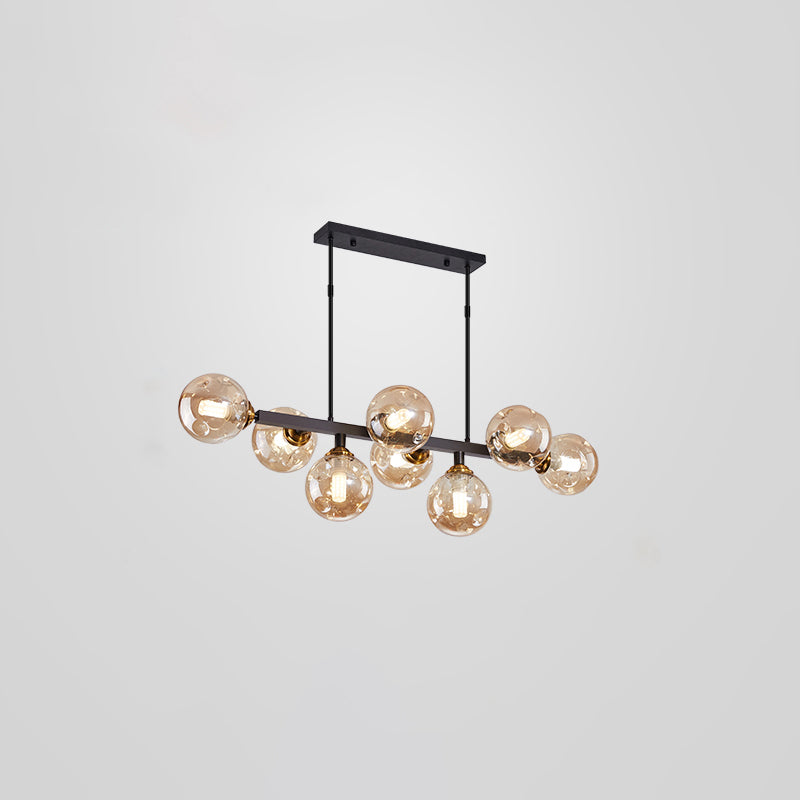 Bubbles Restaurant Island Pendant Light Glass Postmodernism Hanging Light Fixture 8 Black Amber Clearhalo 'Ceiling Lights' 'Island Lights' Lighting' 2468543