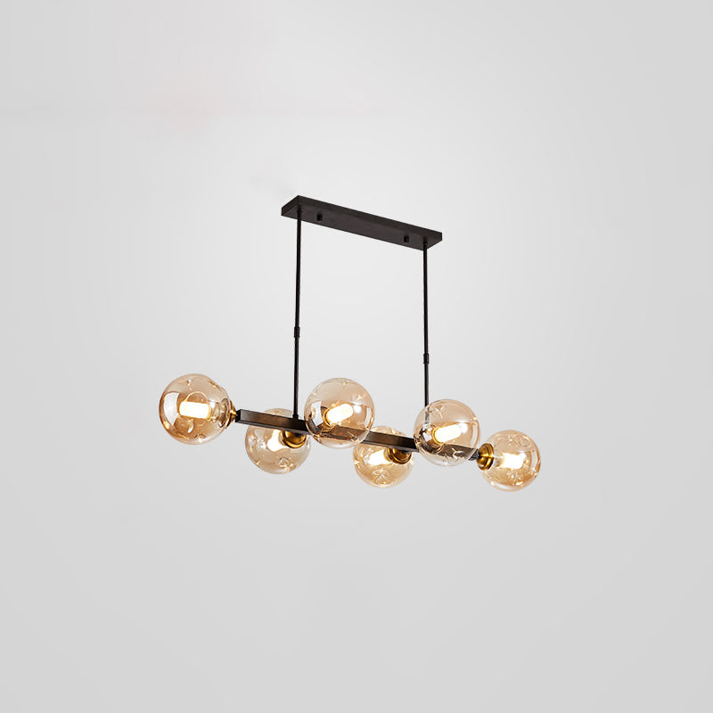 Bubbles Restaurant Island Pendant Light Glass Postmodernism Hanging Light Fixture 6 Black Amber Clearhalo 'Ceiling Lights' 'Island Lights' Lighting' 2468547