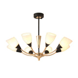 Oval Living Room Ceiling Chandelier Traditional White Glass 3/6/8 Lights Gold Hanging Fixture Clearhalo 'Ceiling Lights' 'Chandeliers' Lighting' options 246867