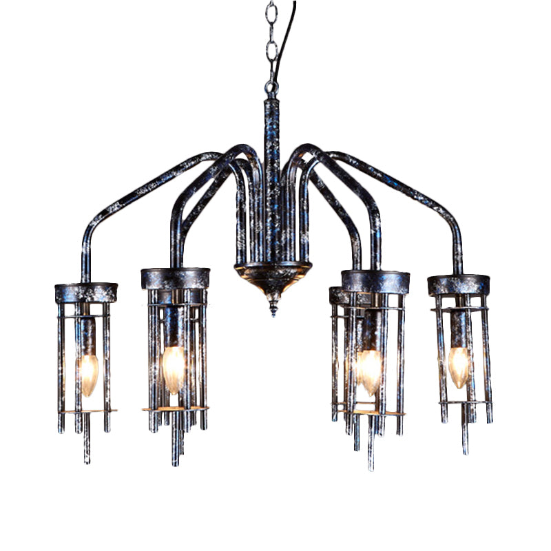 6 Lights Metal Chandelier Lamp Farmhouse Antique Black Sputnik Bedroom Down Lighting Pendant Clearhalo 'Ceiling Lights' 'Chandeliers' Lighting' options 246871