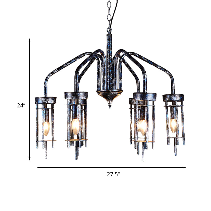 6 Lights Metal Chandelier Lamp Farmhouse Antique Black Sputnik Bedroom Down Lighting Pendant Clearhalo 'Ceiling Lights' 'Chandeliers' Lighting' options 246872