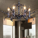 Candle Metal Ceiling Lamp Traditional 6-Head Living Room Chandelier Pendant Light in Black Clearhalo 'Ceiling Lights' 'Chandeliers' Lighting' options 246877