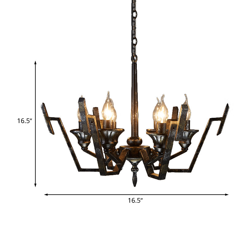 Black 6 Lights Chandelier Lighting Rustic Metal Candelabra Pendant Lamp for Bedroom Clearhalo 'Ceiling Lights' 'Chandeliers' Lighting' options 246887