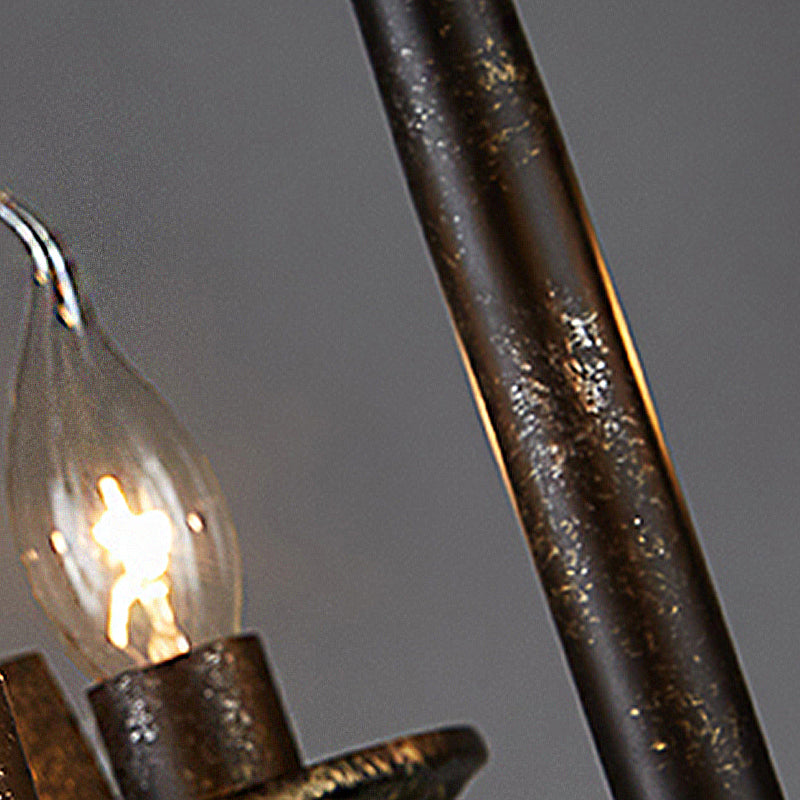 Black 6 Lights Chandelier Lighting Rustic Metal Candelabra Pendant Lamp for Bedroom Clearhalo 'Ceiling Lights' 'Chandeliers' Lighting' options 246888