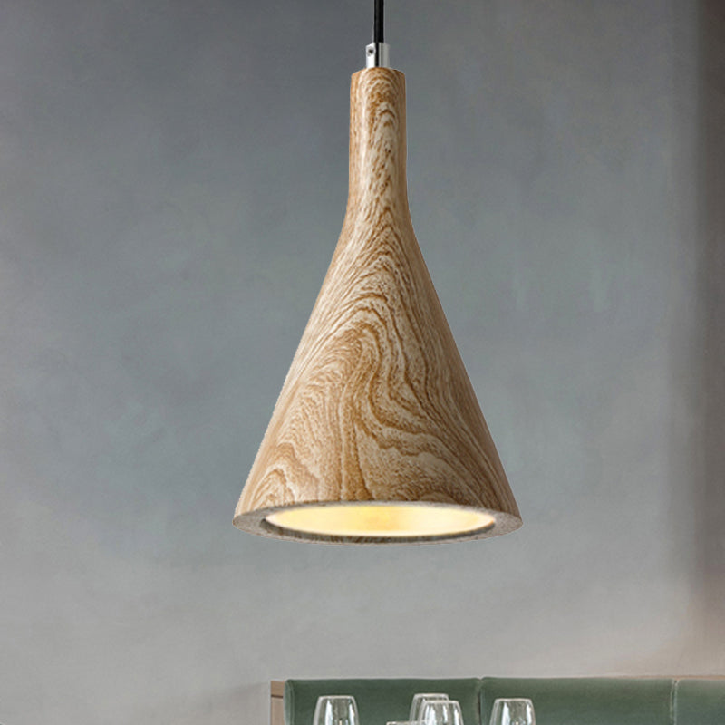 Trumpet Pendant Ceiling Light Nordic Cement 1 Light Black/White/Brown Hanging Light Light Wood Clearhalo 'Ceiling Lights' 'Modern Pendants' 'Modern' 'Pendant Lights' 'Pendants' Lighting' 246914