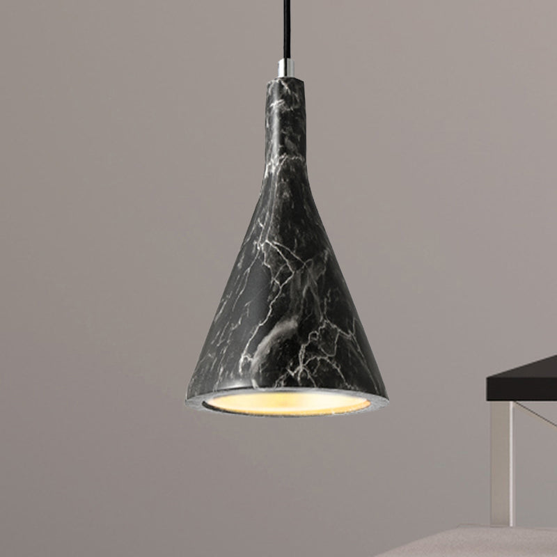 Trumpet Pendant Ceiling Light Nordic Cement 1 Light Black/White/Brown Hanging Light Clearhalo 'Ceiling Lights' 'Modern Pendants' 'Modern' 'Pendant Lights' 'Pendants' Lighting' 246920