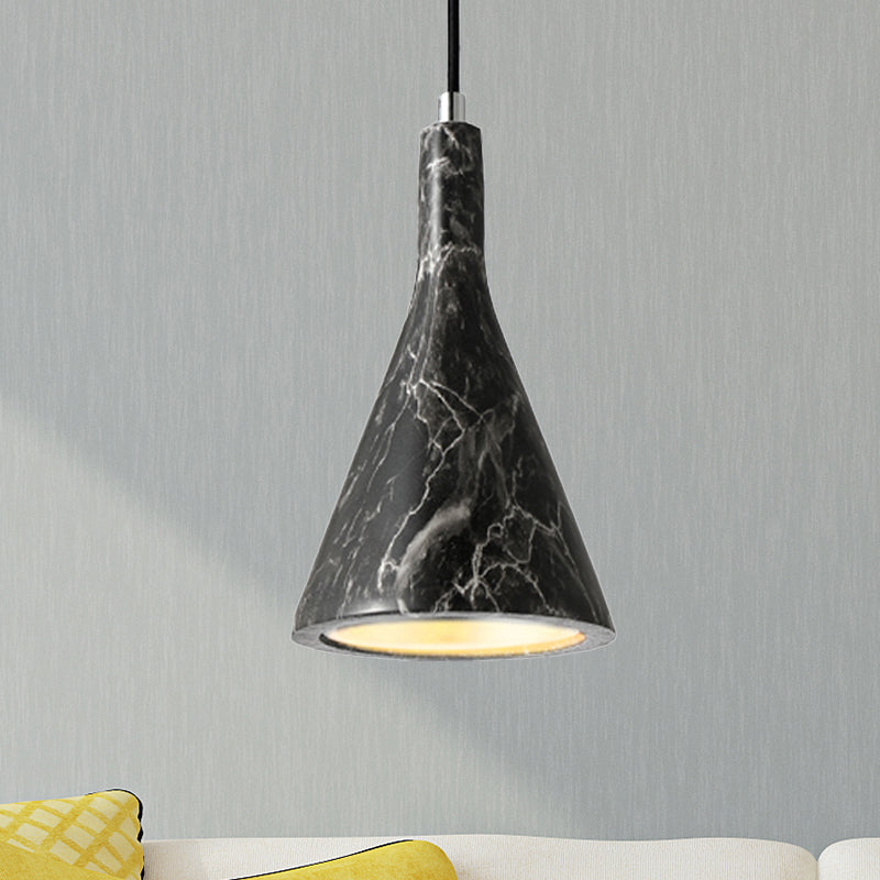 Trumpet Pendant Ceiling Light Nordic Cement 1 Light Black/White/Brown Hanging Light Clearhalo 'Ceiling Lights' 'Modern Pendants' 'Modern' 'Pendant Lights' 'Pendants' Lighting' 246921