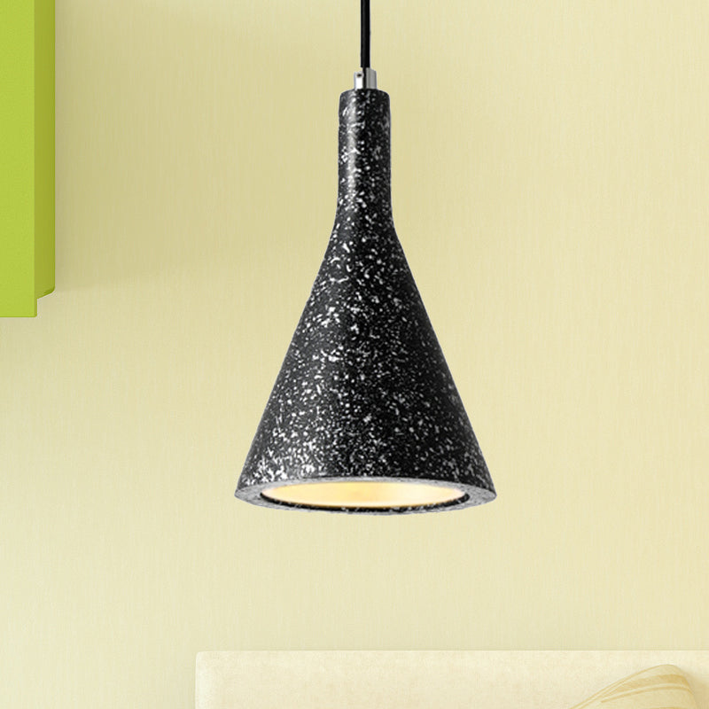 Trumpet Pendant Ceiling Light Nordic Cement 1 Light Black/White/Brown Hanging Light Black Clearhalo 'Ceiling Lights' 'Modern Pendants' 'Modern' 'Pendant Lights' 'Pendants' Lighting' 246922