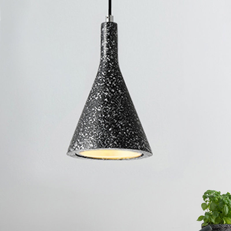 Trumpet Pendant Ceiling Light Nordic Cement 1 Light Black/White/Brown Hanging Light Clearhalo 'Ceiling Lights' 'Modern Pendants' 'Modern' 'Pendant Lights' 'Pendants' Lighting' 246923