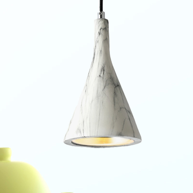 Trumpet Pendant Ceiling Light Nordic Cement 1 Light Black/White/Brown Hanging Light White Clearhalo 'Ceiling Lights' 'Modern Pendants' 'Modern' 'Pendant Lights' 'Pendants' Lighting' 246925