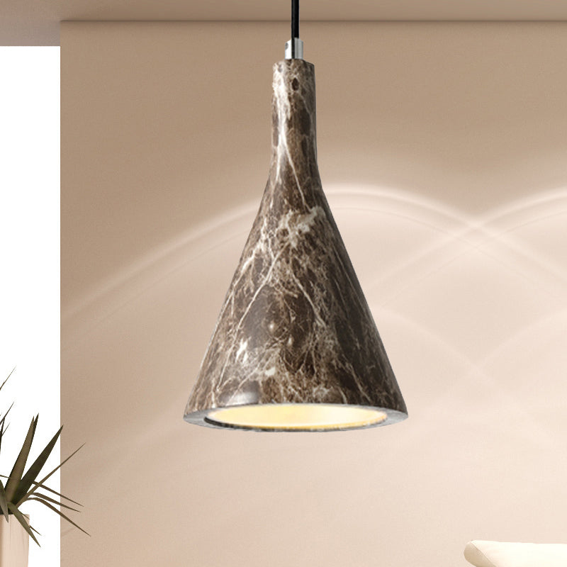 Trumpet Pendant Ceiling Light Nordic Cement 1 Light Black/White/Brown Hanging Light Clearhalo 'Ceiling Lights' 'Modern Pendants' 'Modern' 'Pendant Lights' 'Pendants' Lighting' 246928