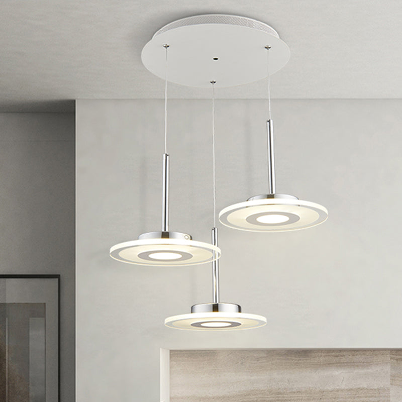 Modern Circular Acrylic Pendant LED Hanging Ceiling Light in Warm/White/Natural Light with Round/Linear Canopy White Warm Round Clearhalo 'Ceiling Lights' 'Modern Pendants' 'Modern' 'Pendant Lights' 'Pendants' Lighting' 246945