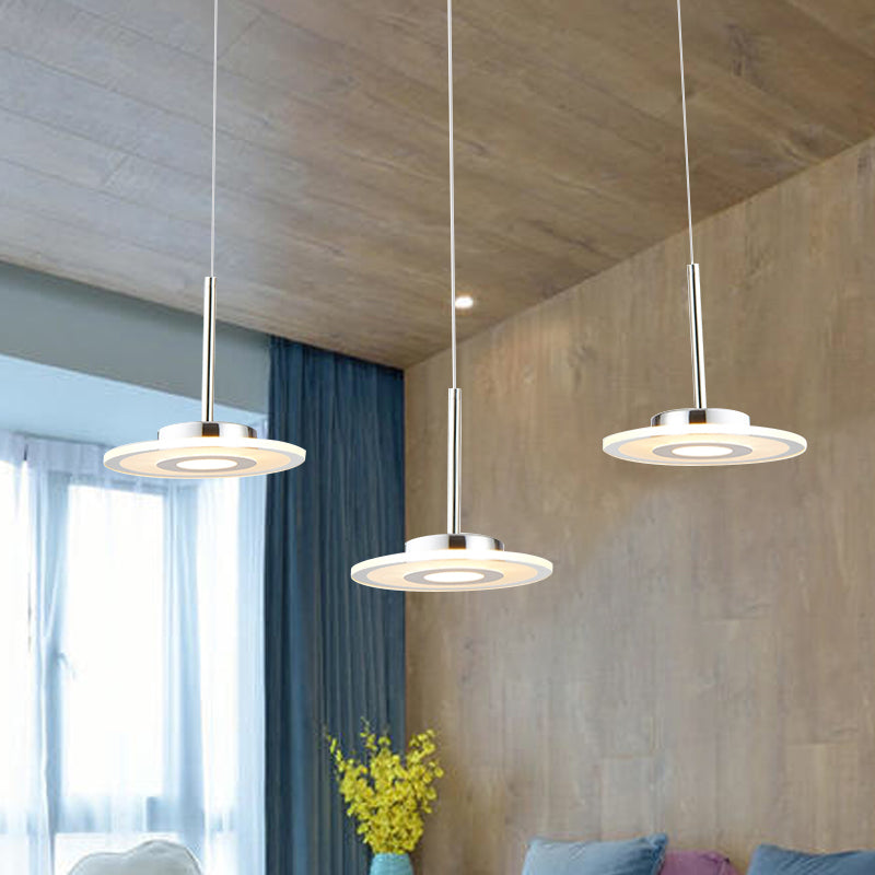 Modern Circular Acrylic Pendant LED Hanging Ceiling Light in Warm/White/Natural Light with Round/Linear Canopy White Linear Clearhalo 'Ceiling Lights' 'Modern Pendants' 'Modern' 'Pendant Lights' 'Pendants' Lighting' 246946