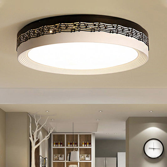 Black Round Ceiling Lamp Contemporary 18"/22"/30" Dia LED Acrylic Flush Mount in Warm/White Light with Rhythm Pattern Black Warm Clearhalo 'Ceiling Lights' 'Close To Ceiling Lights' 'Close to ceiling' 'Flush mount' Lighting' 246958