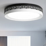 Black Round Ceiling Lamp Contemporary 18"/22"/30" Dia LED Acrylic Flush Mount in Warm/White Light with Rhythm Pattern Black White Clearhalo 'Ceiling Lights' 'Close To Ceiling Lights' 'Close to ceiling' 'Flush mount' Lighting' 246960