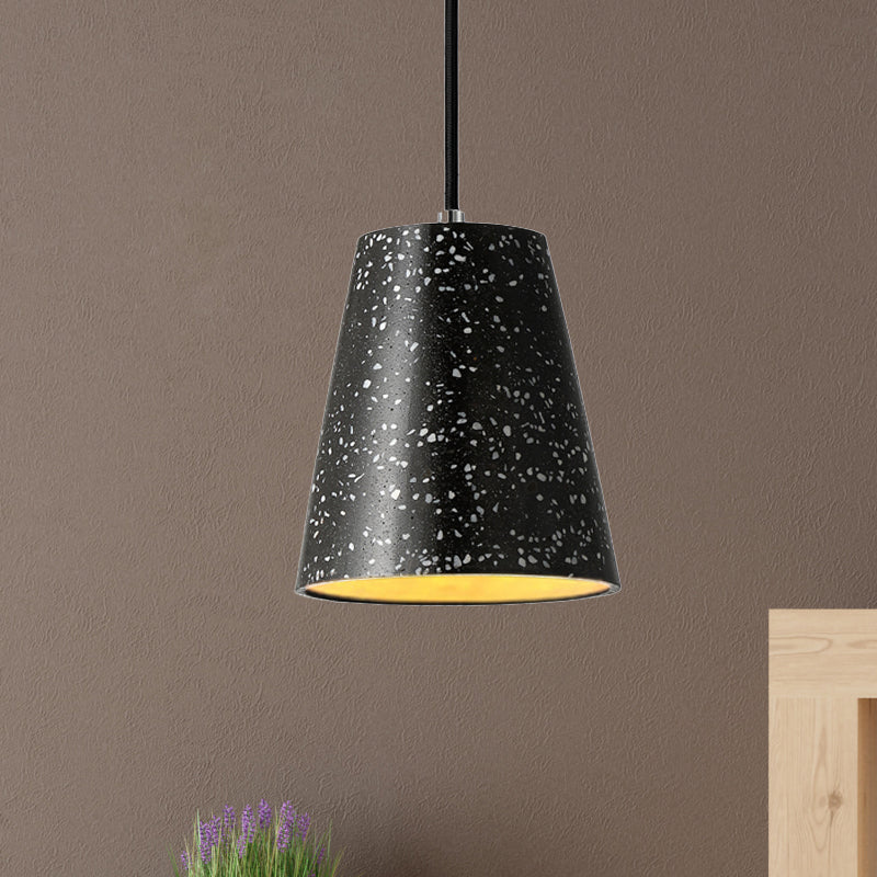 Concrete Cone Pendant Lighting Simplicity 1 Light Black/White/Brown Hanging Light Black Clearhalo 'Ceiling Lights' 'Modern Pendants' 'Modern' 'Pendant Lights' 'Pendants' Lighting' 247020