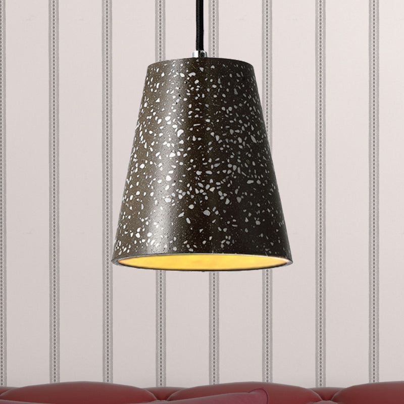 Concrete Cone Pendant Lighting Simplicity 1 Light Black/White/Brown Hanging Light Clearhalo 'Ceiling Lights' 'Modern Pendants' 'Modern' 'Pendant Lights' 'Pendants' Lighting' 247024