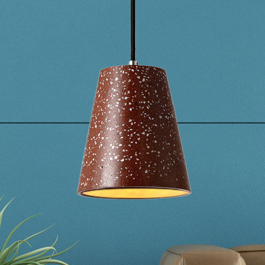 Concrete Cone Pendant Lighting Simplicity 1 Light Black/White/Brown Hanging Light Red Clearhalo 'Ceiling Lights' 'Modern Pendants' 'Modern' 'Pendant Lights' 'Pendants' Lighting' 247026