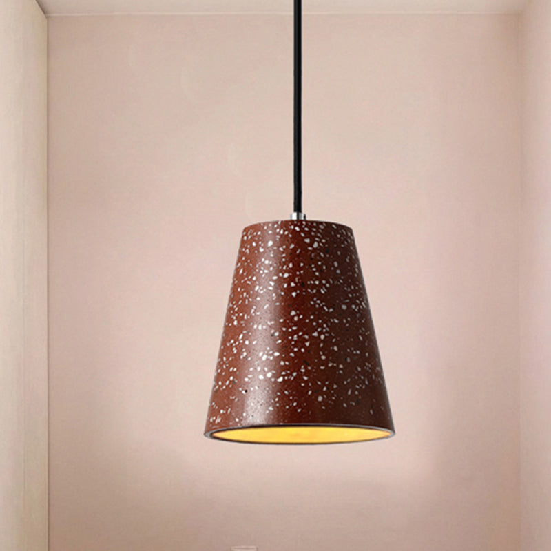 Concrete Cone Pendant Lighting Simplicity 1 Light Black/White/Brown Hanging Light Clearhalo 'Ceiling Lights' 'Modern Pendants' 'Modern' 'Pendant Lights' 'Pendants' Lighting' 247028